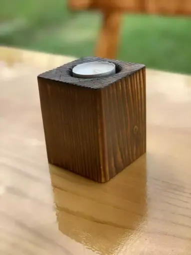 Teelichthalter Fichte, geflammt